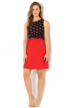 DOREMI Kolsuz Kırmızı Penye Gecelik Doremi