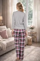 Baskılı Doremi Kadın Uzun Kollu Pijama Takımı Gri Melanj detay görünüm