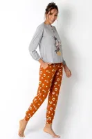DoReMi Düğmeli Hayvan Figürlü Bayan Pijama Takımı Gri Melanj görsel 5