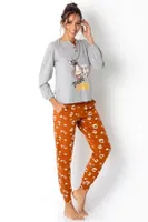DoReMi Düğmeli Hayvan Figürlü Bayan Pijama Takımı Gri Melanj farklı açı