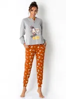 DoReMi Düğmeli Hayvan Figürlü Bayan Pijama Takımı Gri Melanj görsel 6