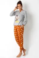 DoReMi Düğmeli Hayvan Figürlü Bayan Pijama Takımı Gri Melanj görsel 4