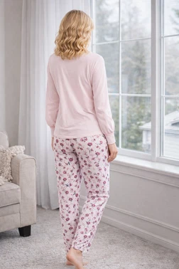 DOREMI DoReMi Önden Düğmeli Çiçekli Bayan Pijama Takımı - Alternatif Görünüm