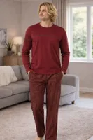 DoReMi Ekose Bordo Kışlık Erkek Pijama Takımı Bordo