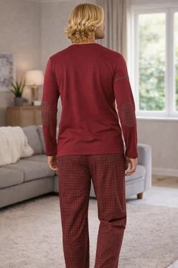 DOREMI DoReMi Ekose Bordo Kışlık Erkek Pijama Takımı - Alternatif Görünüm