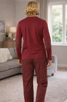 DoReMi Ekose Bordo Kışlık Erkek Pijama Takımı Bordo detay görünüm