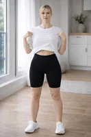 Fitilli Seamless Yüksek Bel Şort Tayt DoReMi 002-016279 Siyah görsel 4