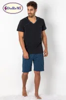 DoReMi Kısa Kollu Erkek Pijama Takımı Somon Siyah görsel 6