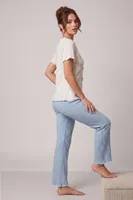 Ekru Kısa Kollu V Yaka Fiyonk Süslemeli Kadın Pijama Takımı Bella Notte 77911 Ekru farklı açı