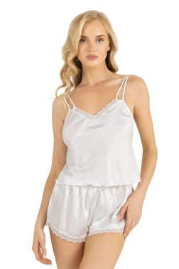 Ahu Lingerie Ekru Saten Şort Takımı Ahu Primoda 9210