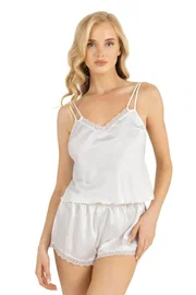 Ahu Lingerie Ekru Saten Şort Takımı Ahu Primoda 9210