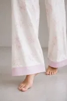 Ekru Viskon Dokuma Pembe Çiçek Desenli Düğmeli Uzun Kollu Pijama Takımı Bella Notte 61351 Pembe görsel 5