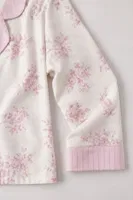 Ekru Viskon Dokuma Pembe Çiçek Desenli Düğmeli Uzun Kollu Pijama Takımı Bella Notte 61351 Pembe görsel 6