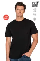 Erkek %100 Pamuklu Likrasız Penye Süprem Kumaş Kapalı Yaka Kısa Kollu T-shirt Özkan 12420 Siyah görsel 11