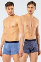 Erkek 2li Inkjet Melanj Boxer Cacharel 1324/Lacivert-İndigo 2'li paket (lacivert & mavi)