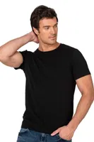 Erkek %95 Pamuklu Likralı Esnek Rahat Kapalı Yaka Kısa Kollu T-Shirt Atlet Fanila Özkan 10265 Siyah görsel 16