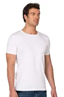 Erkek %95 Pamuklu Likralı Esnek Rahat Kapalı Yaka Kısa Kollu T-Shirt Atlet Fanila Özkan 10265 Beyaz görsel 4