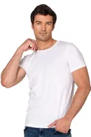 Erkek %95 Pamuklu Likralı Esnek Rahat Kapalı Yaka Kısa Kollu T-Shirt Atlet Fanila Özkan 10265 Beyaz görsel 5