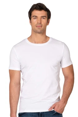 Erkek %95 Pamuklu Likralı Esnek Rahat Kapalı Yaka Kısa Kollu T-Shirt Atlet Fanila Özkan 10265