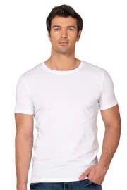 Erkek %95 Pamuklu Likralı Esnek Rahat Kapalı Yaka Kısa Kollu T-Shirt Atlet Fanila Özkan 10265