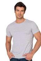 Erkek %95 Pamuklu Likralı Esnek Rahat Kapalı Yaka Kısa Kollu T-Shirt Atlet Fanila Özkan 10265 Gri görsel 7