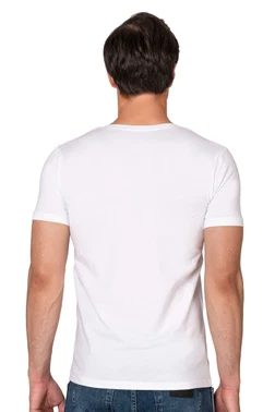 Erkek %95 Pamuklu Likralı Esnek Rahat Kapalı Yaka Kısa Kollu T-Shirt Atlet Fanila Özkan 10265 - Alternatif Görünüm