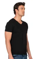 Erkek %95 Pamuklu Likralı Esnek Rahat V Yaka Kısa Kollu T-Shirt Atlet Fanila Özkan 10273 Siyah görsel 14