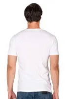 Erkek %95 Pamuklu Likralı Esnek Rahat V Yaka Kısa Kollu T-Shirt Atlet Fanila Özkan 10273 Beyaz detay görünüm