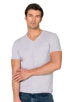 Erkek %95 Pamuklu Likralı Esnek Rahat V Yaka Kısa Kollu T-Shirt Atlet Fanila Özkan 10273 Gri görsel 10