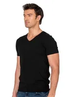 Erkek %95 Pamuklu Likralı Esnek Rahat V Yaka Kısa Kollu T-Shirt Atlet Fanila Özkan 10273 Siyah görsel 13