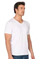 Erkek %95 Pamuklu Likralı Esnek Rahat V Yaka Kısa Kollu T-Shirt Atlet Fanila Özkan 10273 Beyaz görsel 4
