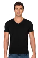 Erkek %95 Pamuklu Likralı Esnek Rahat V Yaka Kısa Kollu T-Shirt Atlet Fanila Özkan 10273 Siyah görsel 11