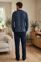 Erkek Batik Desenli Patlı Lacivert Pijama Takımı Çift Kaplan 8200 Lacivert görsel 6