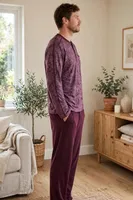Erkek Batik Desenli Patlı Lacivert Pijama Takımı Çift Kaplan 8200 Lacivert detay görünüm