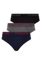Erkek Battal Beden Pamuklu 3'lü Paket Slip Külot Us. POLO Assn. 90006 Görsel