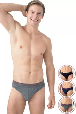 Us. POLO Assn. Erkek Battal Beden Pamuklu 3'lü Paket Slip Külot Us. POLO Assn. 90006 - Alternatif Görünüm