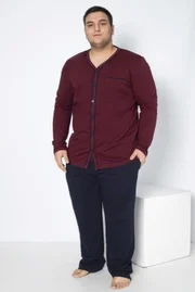 Erkek Battal Önü Düğmeli Uzunkol Pijama Öztaş 12075-A Öztaş 12075-A