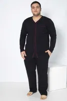 Erkek Battal Önü Düğmeli Uzunkol Pijama Öztaş 12076-A Öztaş 12076-A Siyah farklı açı