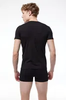 Erkek Beyaz Yuvarlak Yaka Kısa Kollu Modal Body Tişört Malabadi 030 Siyah görsel 6