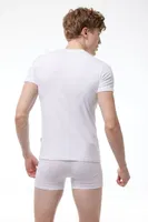 Erkek Beyaz Yuvarlak Yaka Kısa Kollu Modal Body Tişört Malabadi 030 Beyaz farklı açı