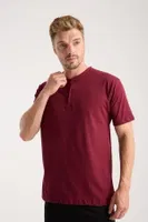 Erkek Bordo Düğmeli Yaka Kısa Kollu Pijama Takımı Akbeniz 6878 Bordo görsel 8