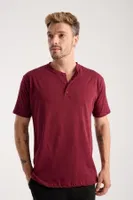 Erkek Bordo Düğmeli Yaka Kısa Kollu Pijama Takımı Akbeniz 6878 Bordo farklı açı