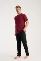 Erkek Bordo Düğmeli Yaka Kısa Kollu Pijama Takımı Akbeniz 6878 Bordo detay görünüm