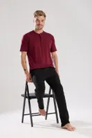 Erkek Bordo Düğmeli Yaka Kısa Kollu Pijama Takımı Akbeniz 6878 Bordo görsel 4