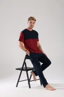 Erkek Bordo Düğmeli Yaka Kısa Kollu Pijama Takımı Akbeniz 6879 Bordo görsel 6