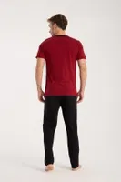 Erkek Bordo Düğmeli Yaka Kısa Kollu Pijama Takımı Akbeniz 6879 Bordo görsel 5