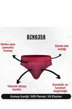 Erkek Bordo Pamuklu Lastikli Slip Külot Darkzone DZ-1103-12-S - Alternatif Görünüm