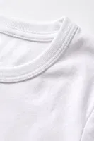 Erkek Çocuk %100 Pamuk T-Shirt Ribana Açık Yaka Özel Tasarım Öts 7009 Beyaz detay görünüm