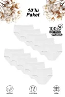 Erkek Çocuk %100 Pamuklu 10'lu Paket Süprem Esnek Rahat Külot Özkan 0710 Beyaz