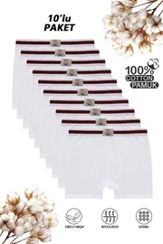 Erkek Çocuk %100 Pamuklu Esnek Yumuşak Boxer Şort 10'lu Paket Özkan 0711